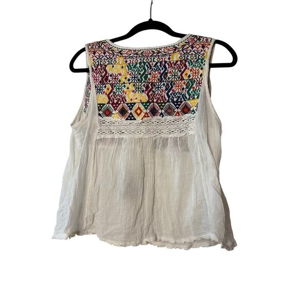 Free People White Embroidered Floral Flowy Lohri Tank Top Sz S N - Picture 5 of 8